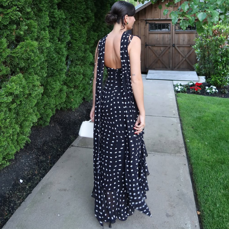 Almeta™ - Polka Ruffles Maxi Kleita