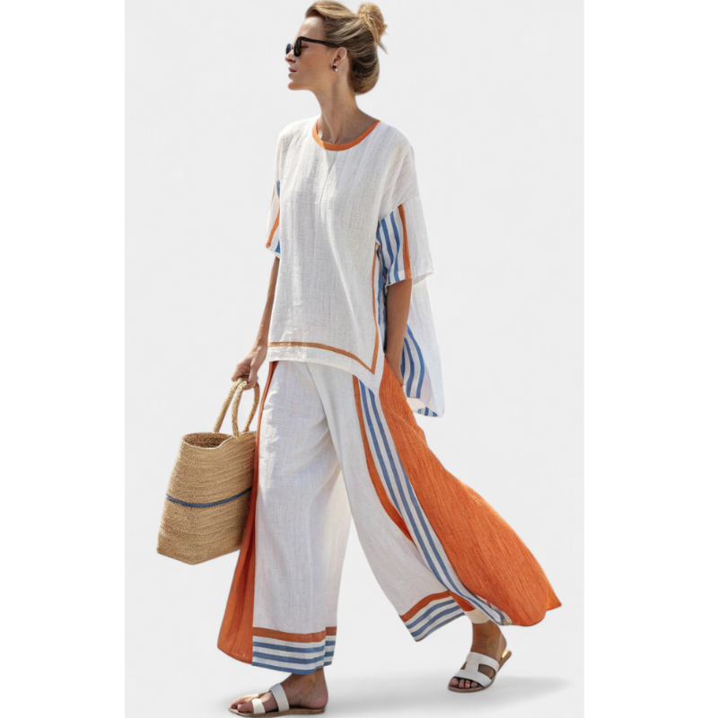 Anila™ - Elegants todelt linnedhabit ar svītraina dizainu