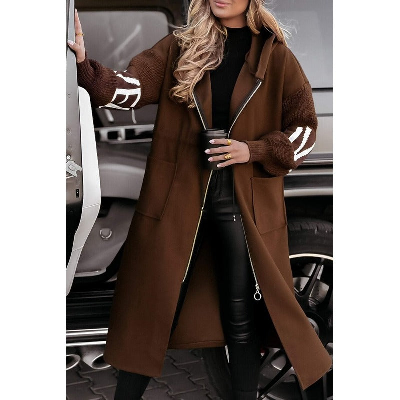 Amēlija™ | Dāmu mētelis ar adītiem piedurknēm