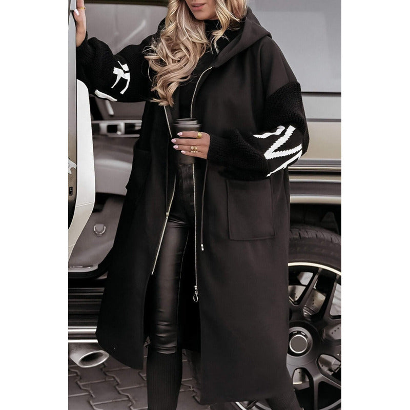 Amēlija™ | Dāmu mētelis ar adītiem piedurknēm